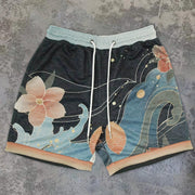 Fashion Retro Pattern Casual Loose Street Shorts