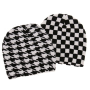 Striped knitted hat pullover hat black and white elements cow wool hat