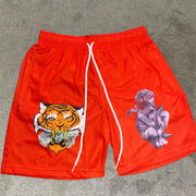 Angel Print Vintage Fashion Mesh Shorts