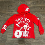 Wealthy Skull Print Long Sleeve Hoodies