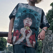 Casual street retro printed T-shirt