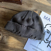 Trendy retro ripped knitted hat to keep warm