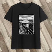 Retro cotton round neck print short-sleeved T-shirt