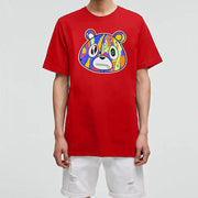 Contrast bear print round neck short sleeve top