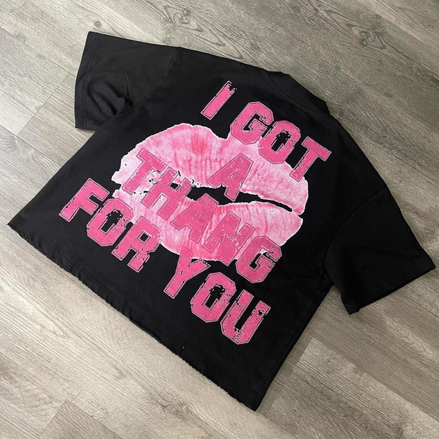 I Got A Thang For You Print Short Sleeve T-Shirt