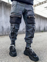 Street style personality reflective overalls trousers men