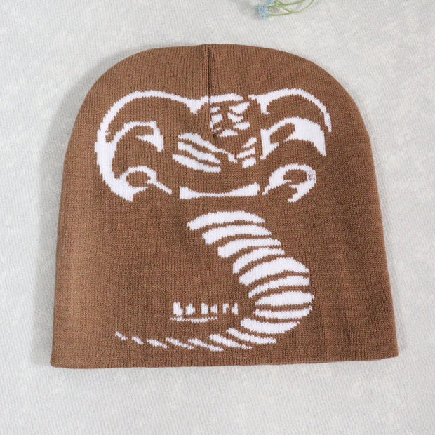 Knitted Pullover Cobra Y2K Jacquard Hat for Men and Women