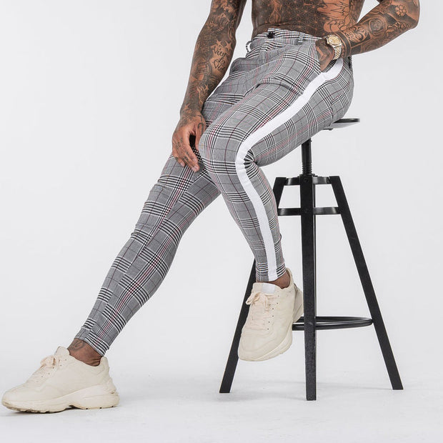 Men's fashion plaid casual trousers