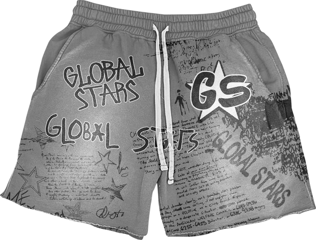 Graffiti print casual shorts