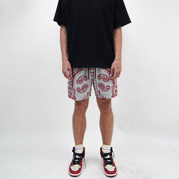 Trendy cashew flower retro mesh shorts