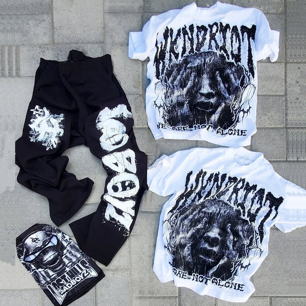 Blindfolded casual street T-shirt and trousers two-piece suit