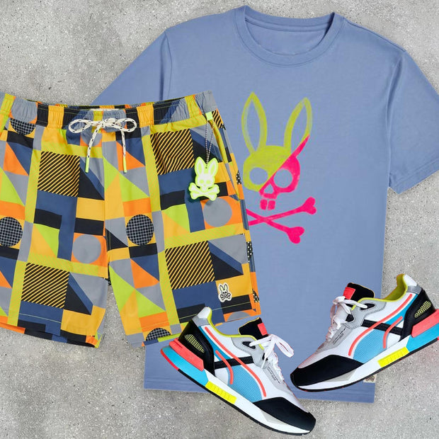 Casual Preppy Colorblock Shorts Suit