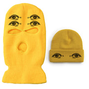 Eyes three-hole couple knit hat
