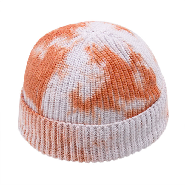 Tie-dye knitted hat hip hop street toe cap