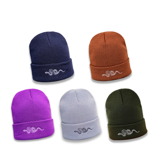 Personality all-match embroidery snake knit hat men