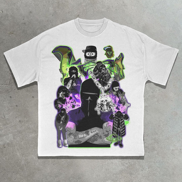 Masked rap print T-shirt