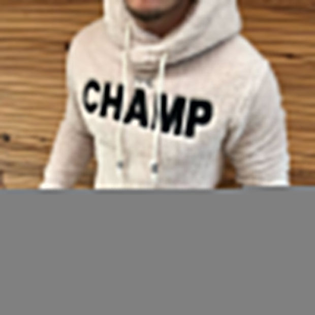 Winter men's solid color hooded long-sleeved plush sweatshirt