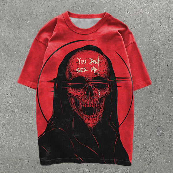You Don't See Me Skull Print T-Shirt