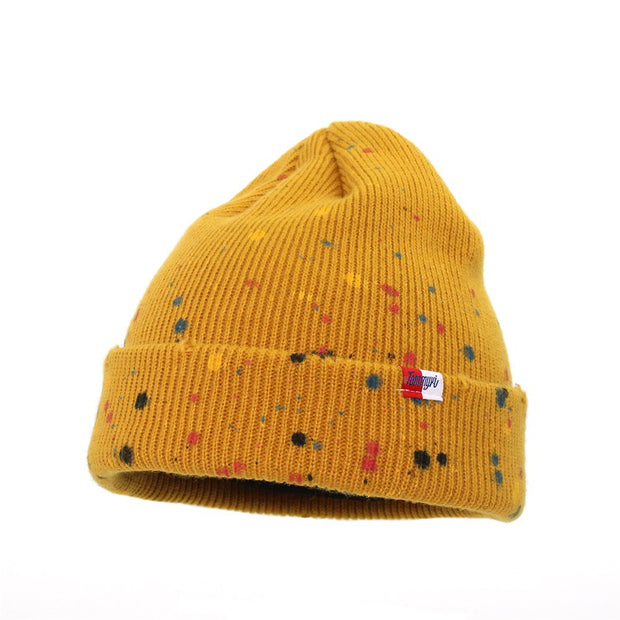 Hand-painted knitted hats fashion big head circumference trend hats to keep warm student couple hedging cold hats