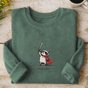 Huzzah raccoon with Sword Embroidered Sweatshirt