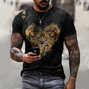 Casual round neck short sleeve digital printing men's T-shirt