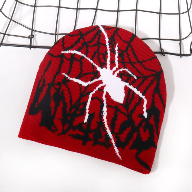 Halloween spider web pattern knitted hat