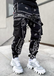 Fashion trend printing harem pants multi-pocket cargo trousers