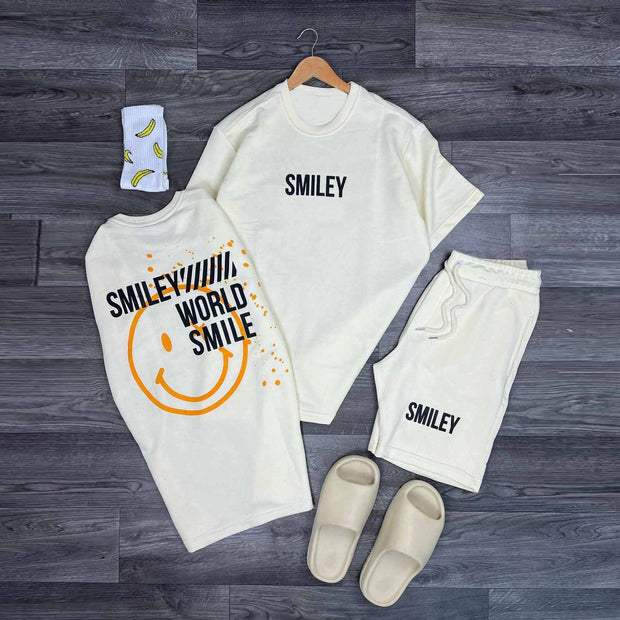 Fashion Personality Street Style Printed Round Neck Short Sleeve Suit