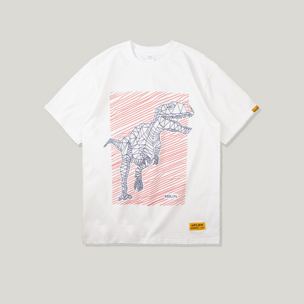 Personalized fun three-dimensional dinosaur print T-shirt