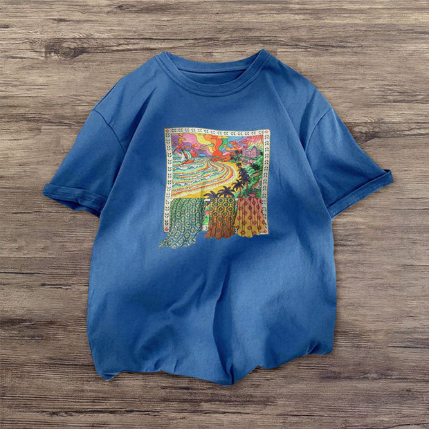 Literary Fan Printed Retro Short Sleeve T-Shirt