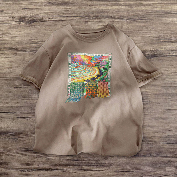 Literary Fan Printed Retro Short Sleeve T-Shirt