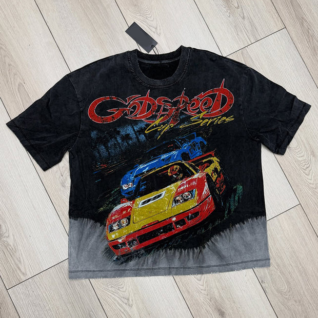 Vintage Washed Racing Graphic T-Shirt