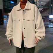 Loose Hong Kong style trend all-match thick casual lamb wool coat