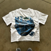 Retro big face print T-shirt