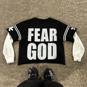 Fake Two Fear God Print Long Sleeve T-Shirt