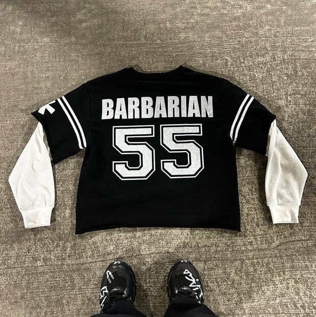 Fake Two Fear God Print Long Sleeve T-Shirt