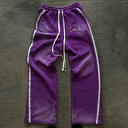 Letter Contrast Color Printed Pocket Sweatshirt Pants