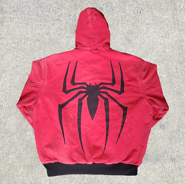 Street Spider Embroidery Zipper Lined Jacket