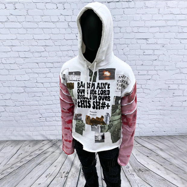 Personalized men's street style color block hoodie