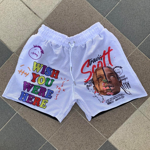 Your Wish Casual Street Retro Skateboard Mesh Shorts