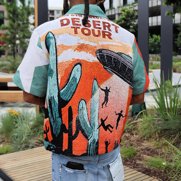 Desert Cactus Tapestry Short Sleeve Shirt