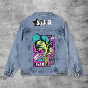 Casual Falling Eyeball Zombie Denim Jacket