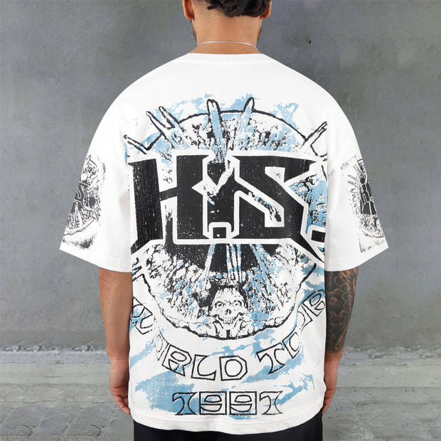 Torch Print Casual Retro Street T-Shirt