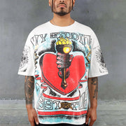 Torch Print Casual Retro Street T-Shirt