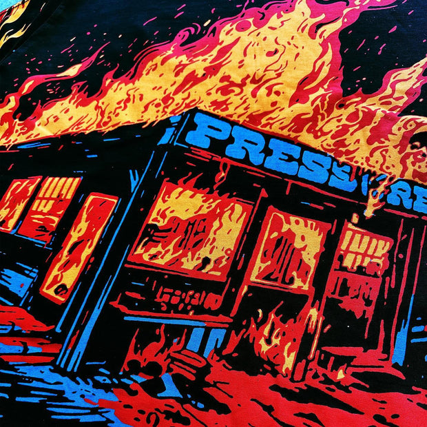 Flame Western Denim Print T-Shirt