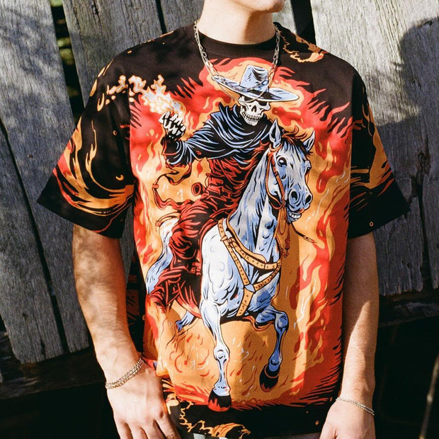 Flame Western Denim Print T-Shirt