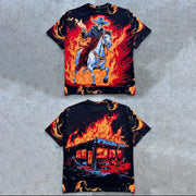 Flame Western Denim Print T-Shirt