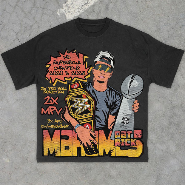 retro print street fashion T-shirt