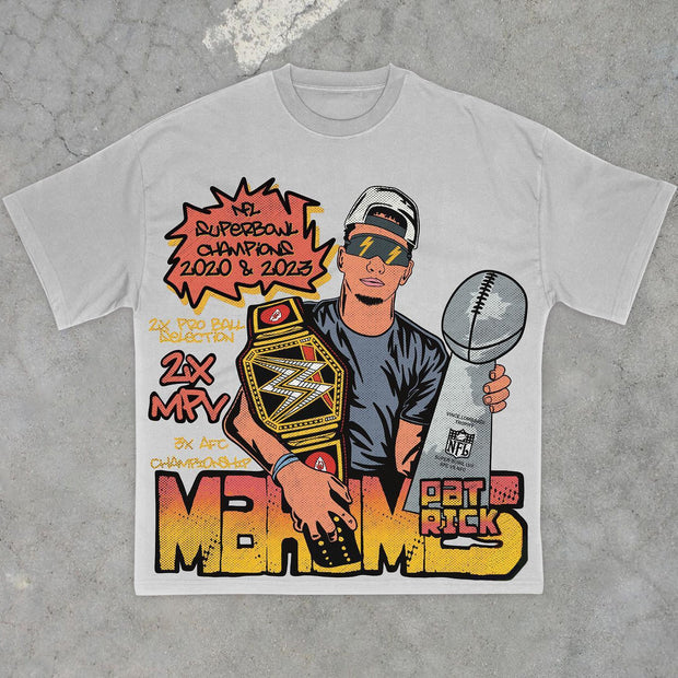 retro print street fashion T-shirt