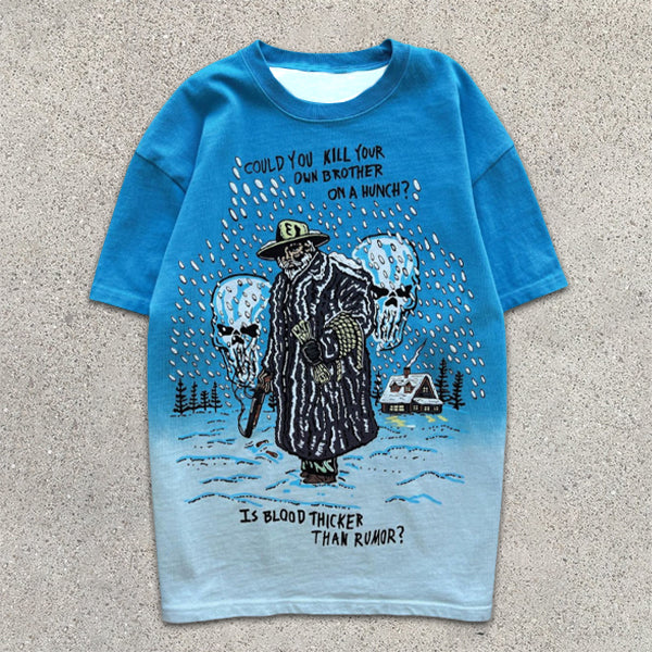 Skull Graphic Drop Dye Short Sleeve T-Shirt